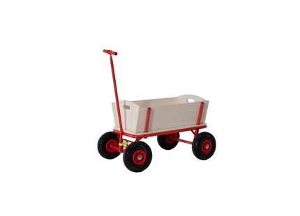 Bolderkar | Houten Bolderkar | Tuinkar | 50 KG | Rood | Naturel