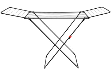 Droogrek - Wasrek - Droogtoren - 3 - Etages - Inklapbaar - Draaibaar - Zwart - Staal - Kunststof - Met Radiatorbeugels - 169 x 54 x 97 Cm