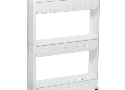 Keukentrolley | Keukentrolley Op Wieltjes | Badkamer Trolley | Opbergrek | 3 Niveaus | 70 x 54 x 12.5 cm | Wit
