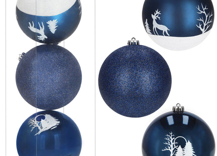 Kerstballen | 3 Stuks | 15 cm | Blauw | Wit