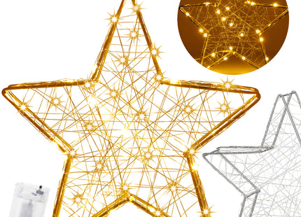Kerstster - 30 LED - Kerstdecoratie - Warm Wit - Glas in Lood