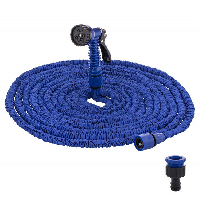 Tuinslang | 20-60 m | Magic Hose | Flexibele Tuinslang | Sproeikopvergrendeling | Blauw