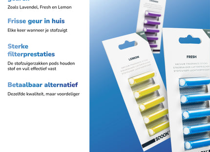 SQOON® Stofzuigerzakken Geschikt voor Numatic Henry Quick / Hetty Quick / NQ Quick – Set van 10x Stofzuigerzakken gelijk aan 915744, 915269 + 15x Geursticks