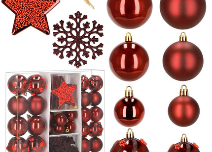 Kerstballen | 40 Stuks | Rood | Onbreekbaar