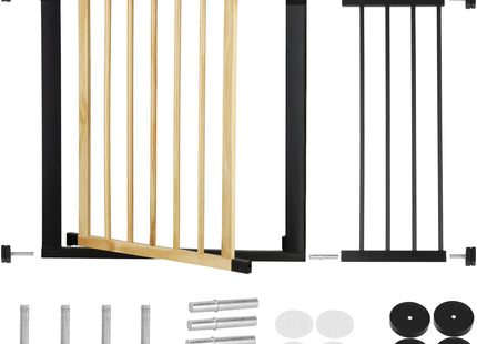 Traphekje | 75 - 110 cm | Traphek | Veiligheidshekje | Metaal | Hout | Zwart/Bruin