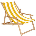 Ligbed | Strandstoel | Ligstoel | Verstelbaar | Arm Leuning | Beukenhout | Geïmpregneerd | Handgemaakt | Geel Wit