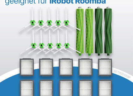 SQOON® Serviceset XL geschikt voor iRobot Roomba i3, i3+, i7, i7+, i4, i6, i6+, i8, i8+, E5, E6, E7, (niet j7 , j7+) - Perfect voor grondige reiniging en eenvoudig zelf te installeren