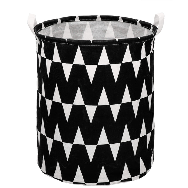 Opbergmand - Speelgoedmand - Kledingmand - Organizer - Handvatten - Geometrisch - Zwart - Wit