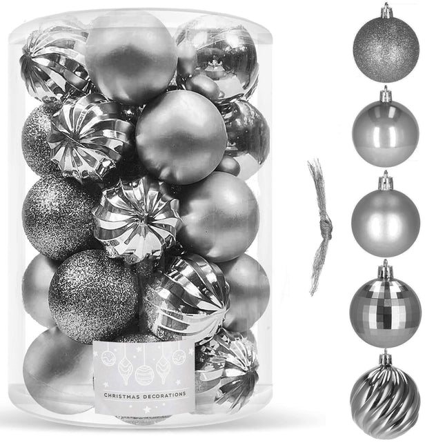 Kerstballen | 20 Stuks | 6 cm | Grijs