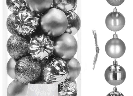 Kerstballen | 20 Stuks | 6 cm | Grijs
