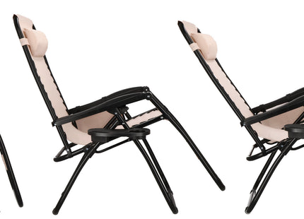 Tuinstoel | Ligstoel | Opvouwbaar | Verstelbaar | Ergonomische Hoofdsteun | Crème
