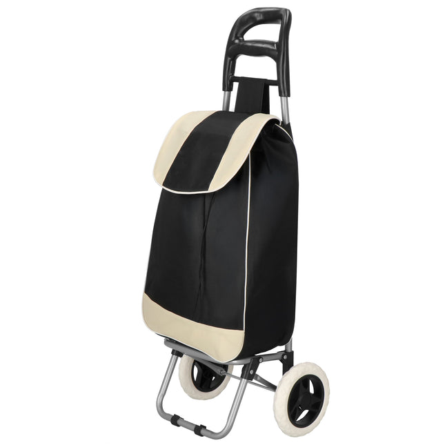 Boodschappentrolley - Wielen - Grijs - Zwart - Crème -30 L - 18 KG - 95 x 35 CM
