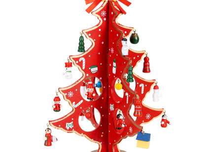 Kerstboom | Bouwpakket | Ornamenten | Rood | 29 Cm | Hout