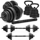 Dumbellset - Verstelbare Kettlebel - 30 KG - Trainings Set - Halter Verlengstuk - Verstelbaar - Complete Set - Thuis Sporten - Zwart