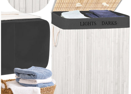 Dubbele Wasmand | 105 L | Met Deksel | Polyester | Grijs | Wit