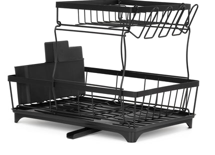 Afdruiprek - 2 Laags - Staal - Kunststof - Zwart - 42 x 30 x 35,5 cm