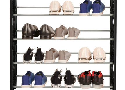 Springos Schoenenrek | 12 - 16 Paar Schoenen | 4 Laags | Kunststof/Metaal | Zwart
