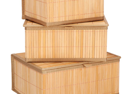 Organizer - Opberger - Gesloten - Badkamer - Cosmetica - Bamboe - Set Van 3 - Ecru
