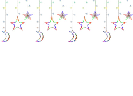 Lichtgordijn | IJspegel Verlichting | Inclusief USB En Afstandsbediening | 138 LED | Multicolor | Sterren | Maan