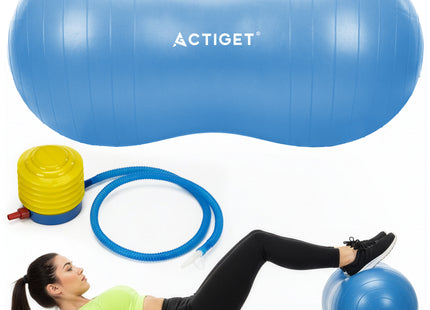 Fitnessballen - Peanut Bal - Yoga Bal - Pilates - Zwangerschap - Met Pomp - PVC - Blauw - 150 Kg - 22 Cm
