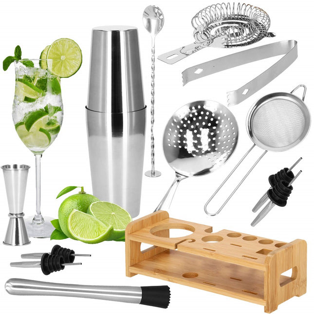 Cocktail Set | 14-Delige Cocktail Shaker Set | RVS | Zilverkleurig