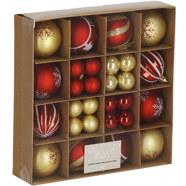 Kerstballen | 42 Stuks | 3/4/5/6 cm | Rood/Goud