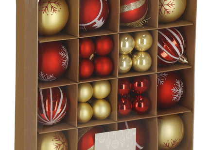 Kerstballen | 42 Stuks | 3/4/5/6 cm | Rood/Goud