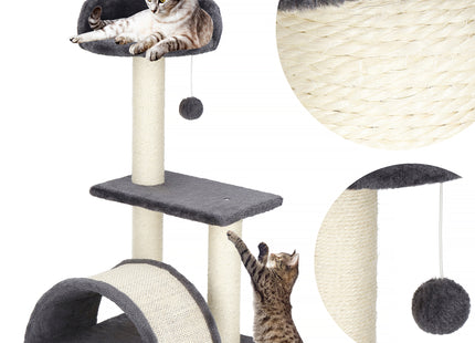 Krabpaal - 3 Etages - Voor Katten - Meubelbescherming - 33 x 33 x 67 cm - Grijs