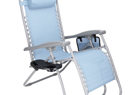 Tuinstoel | Ligstoel | Opvouwbaar | Verstelbaar | Ergonomische Hoofdsteun | Lichtblauw