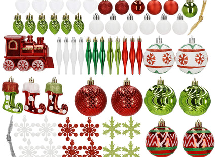 Kerstballen | Kerstdecoratieset | 70 Stuks | Veelkleurig