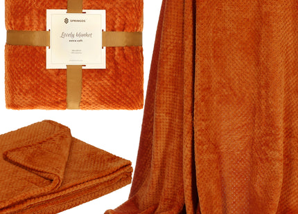 Plaid | Sprei | Deken | 240 x 200 cm | Pluche | Oranje