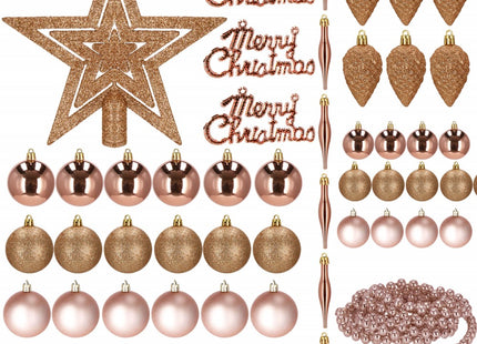 Kerstballen & Piek | 51 Stuks | Roze/Rosé/Goud