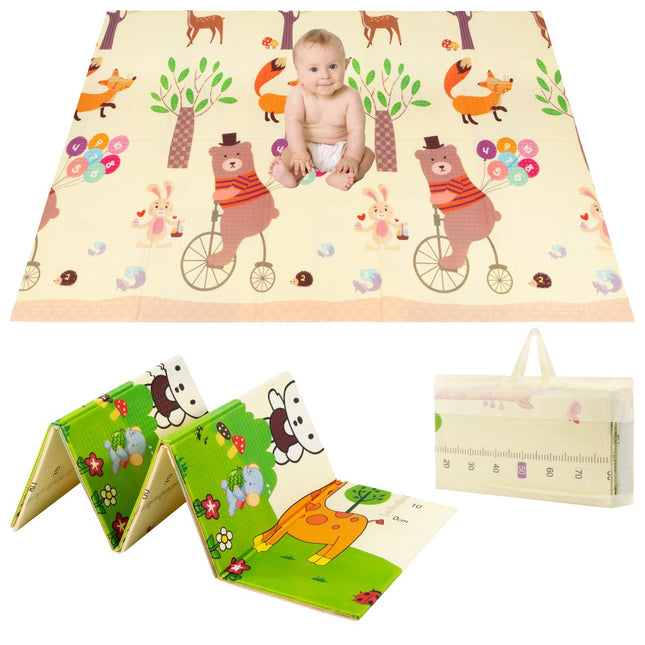 Speelmat | Speelkleed Foam | Opvouwbaar | Dieren | Meetlint in Centimeters | 150 x 200 cm