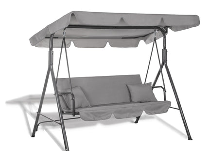 Schommelbank | Luna-Schommel | 3-zits | Waterafstotend | Inclusief 2 Kussens | Verstelbare Luifel | 170 x 110 x 150 cm | Grijs
