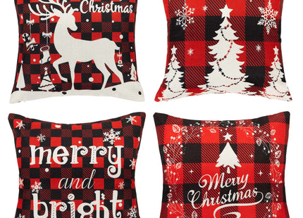 Sierkussenhoes | Kussenhoes | Kussensloop | Woonaccessoires | 40 x 40 cm | 4 Stuks | Kerstpatronen