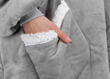Hoodie Deken - Deken Met Mouwen - One Size - Grijs