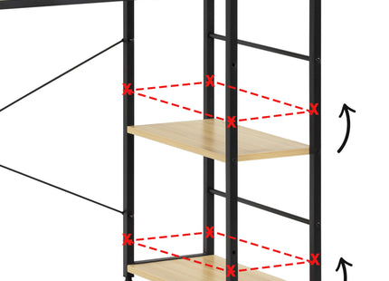 Bureau – Werkbureau – Computer Bureau – Bureautafel – 48 x 120 x 120 cm – 100 Kg - industriële - Zwart - Naturel