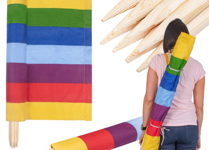Strand Windscherm Met Stokken | Windscherm Strand | Windscherm Camping | 10 Meter | Multicolor gestreept