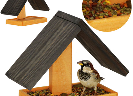 Vogelvoederhuisje - Vogelvoederplek - Vogelvoeding - Staand - Bruin - Zwart - 12,5 x 31 x 21,5 cm