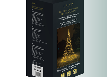 Galaxy LED Kerstboom - Vlaggenmast Verlichting - 8 Meter - Warm wit - 1600 LED