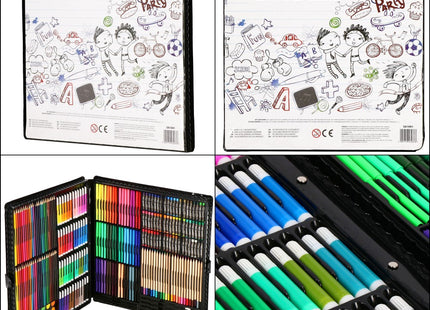 Tekendoos | Tekenkoffer Kinderen | 258 Delig | 47 x 45 x 4 cm | Zwart