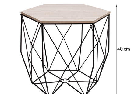 Salontafel | Salontafel Hexagoon | Bijzettafel | 1 Stuk | 40 cm | Zwart/Licht Hout