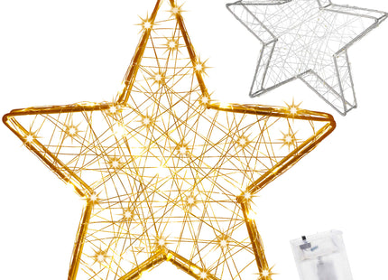 Kerstster - 30 LED - Kerstdecoratie - Warm Wit - Glas in Lood