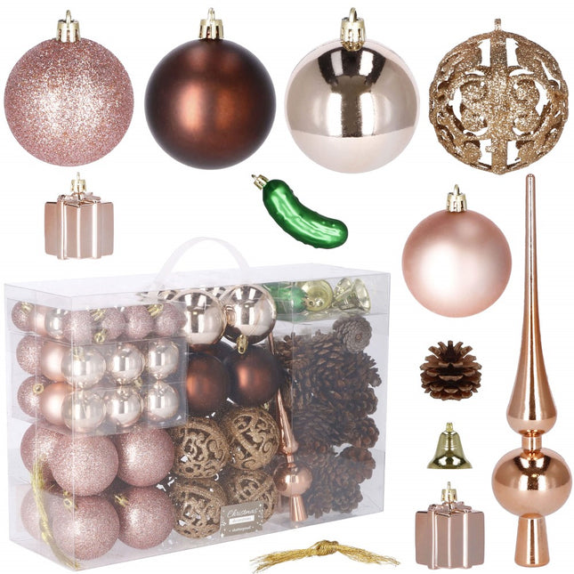 Kerstballen | 101 Stuks | Rosé/Roze/Goud/Bruin Tinten