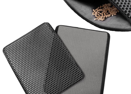 Kattenbakmat | Kattenaccesoires | Dubbellaags | Grafiet | 55x75