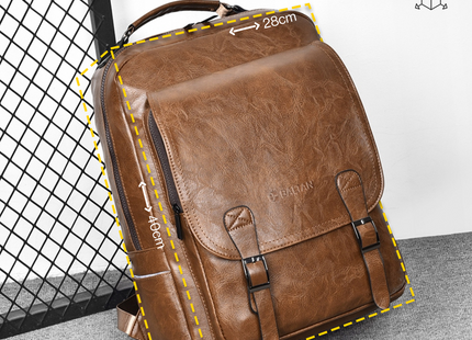 (BALT-PLC-002-01) Baltan Leren Rugzak - Backpack - Bruin - 40 X 28 X 14 CM