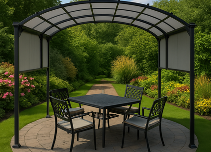 Pergola - Waterdicht - Polyester - Staal - Tuin - Zwart - 300 x 360 x 250