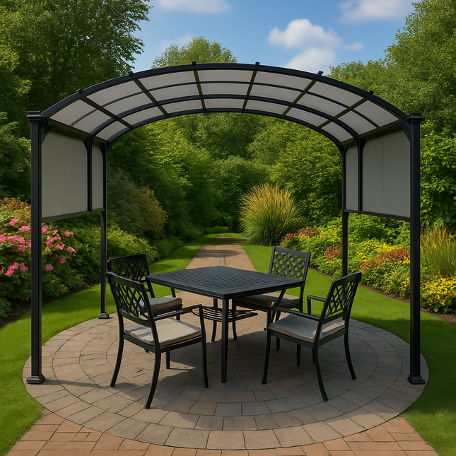 Pergola - Waterdicht - Polyester - Staal - Tuin - Zwart - 300 x 360 x 250