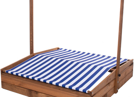 Zandbak  - Inclusief Gronddoek - Met Dak - Geïmpregneerd - Blauw/Wit -120 x 120 CM