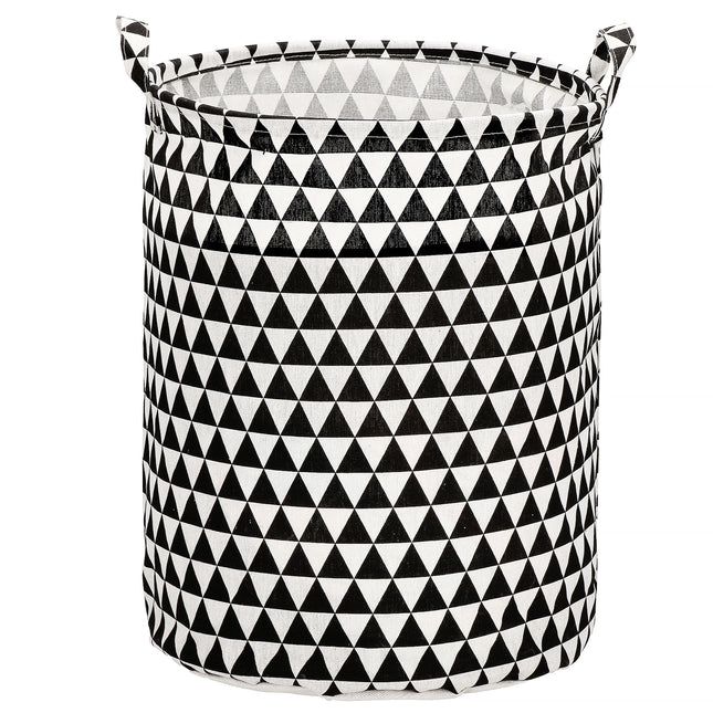 Opbergmand - Speelgoedmand - Kledingmand - Organizer - Handvatten -  Driehoek - Zwart- Wit